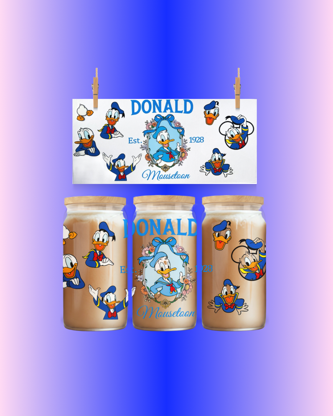 Sailer Duck Cup Wrap – Classic Cartoon Design for 16oz Tumblers – Vintage Disney-Inspired Cup Wrap