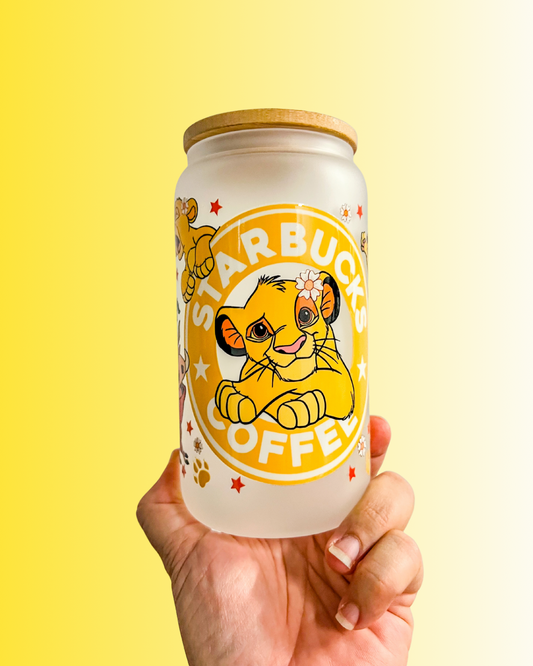 Starbucks Inspired Lion King Frosted Glass Cup