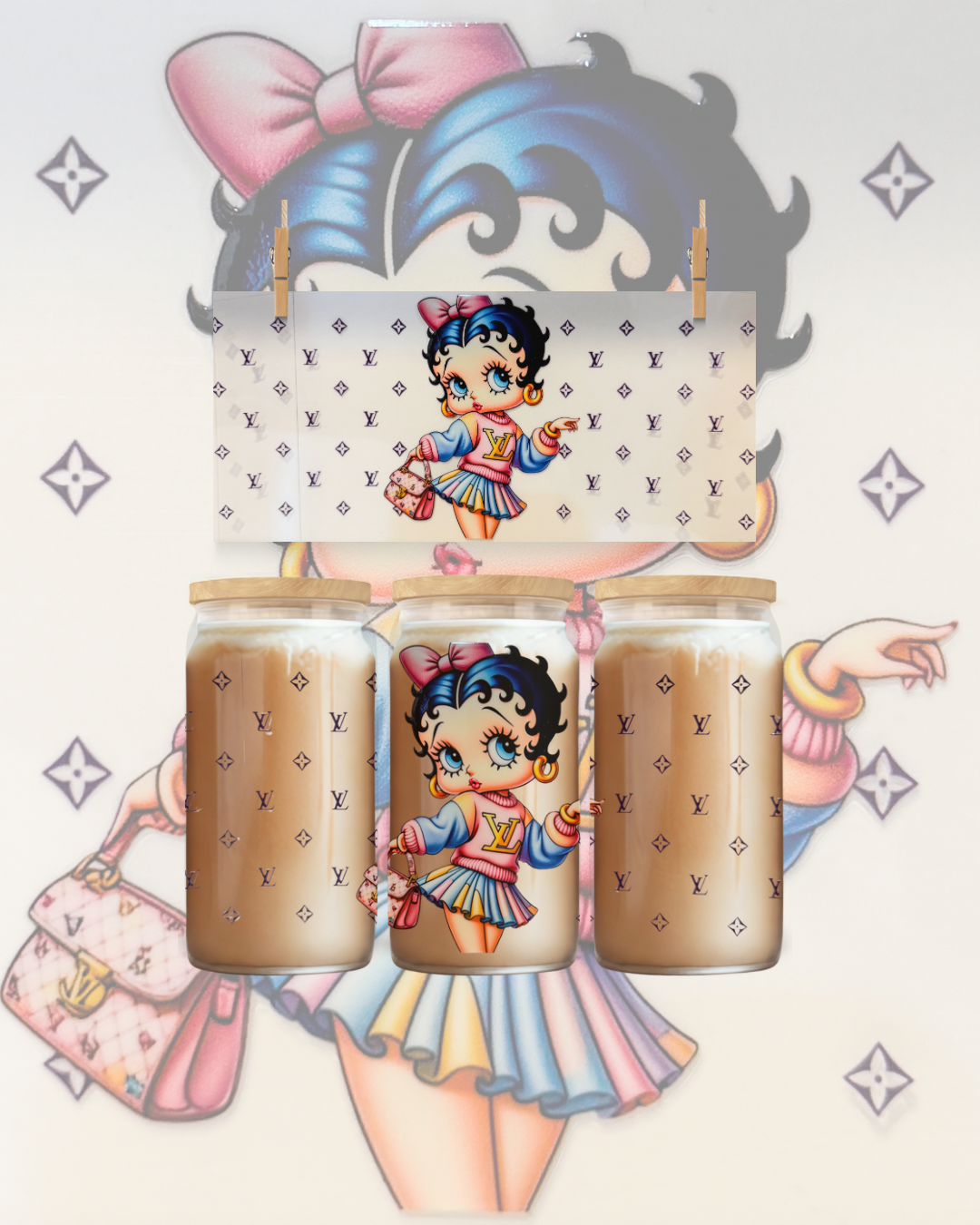 Betty Boop Luxury Inspired UV DTF Cup Wrap – To Suit 16oz Tumbler