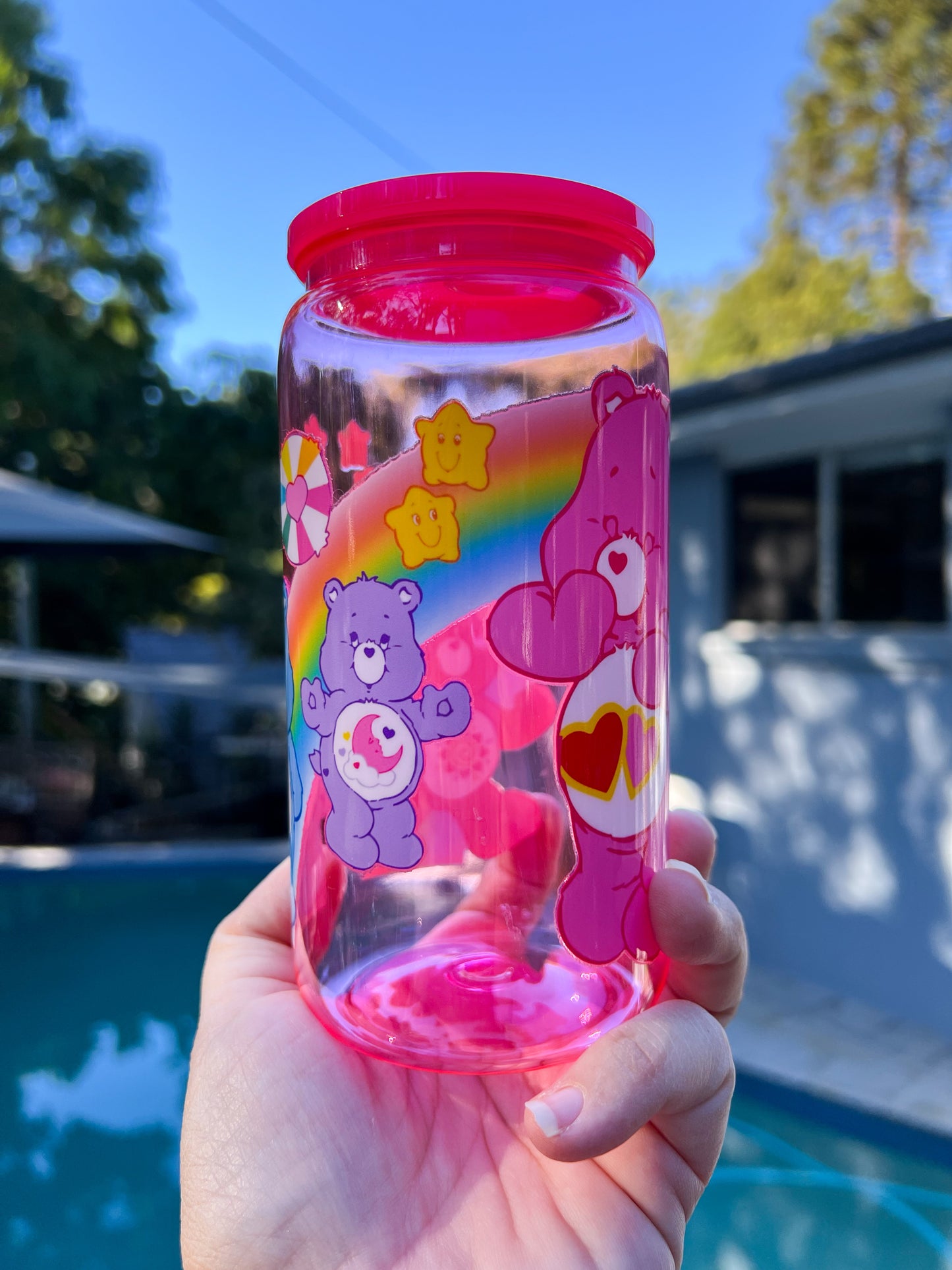 Care Bears Pink Plastic Tumbler 16oz